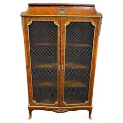 Elegant french 19th century bookcase marquetry and bronze