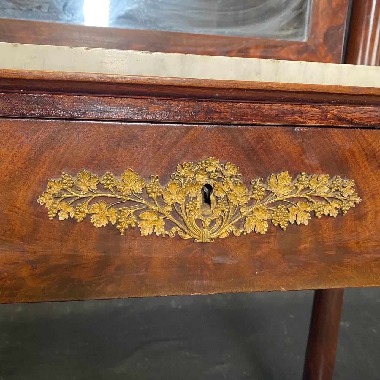 Elegant French 19th Century Empire Vanity with Original Marble Top For Sale 10