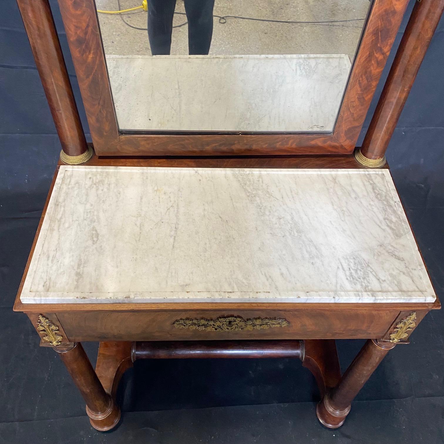 Elegant French 19th Century Empire Vanity with Original Marble Top In Good Condition For Sale In Hopewell, NJ