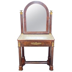 Elegant French 19th Century Empire Vanity with Original Marble Top