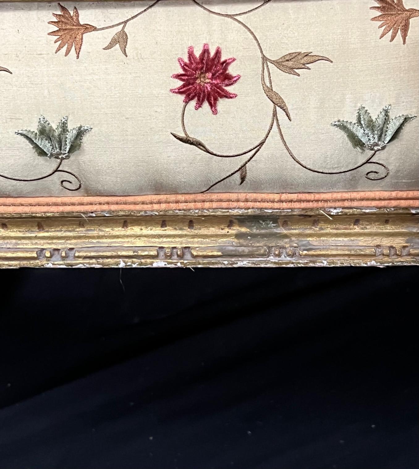Elegant French 19th Century Gilded Wood Louis XVI Silk Upholstered Sofa 7