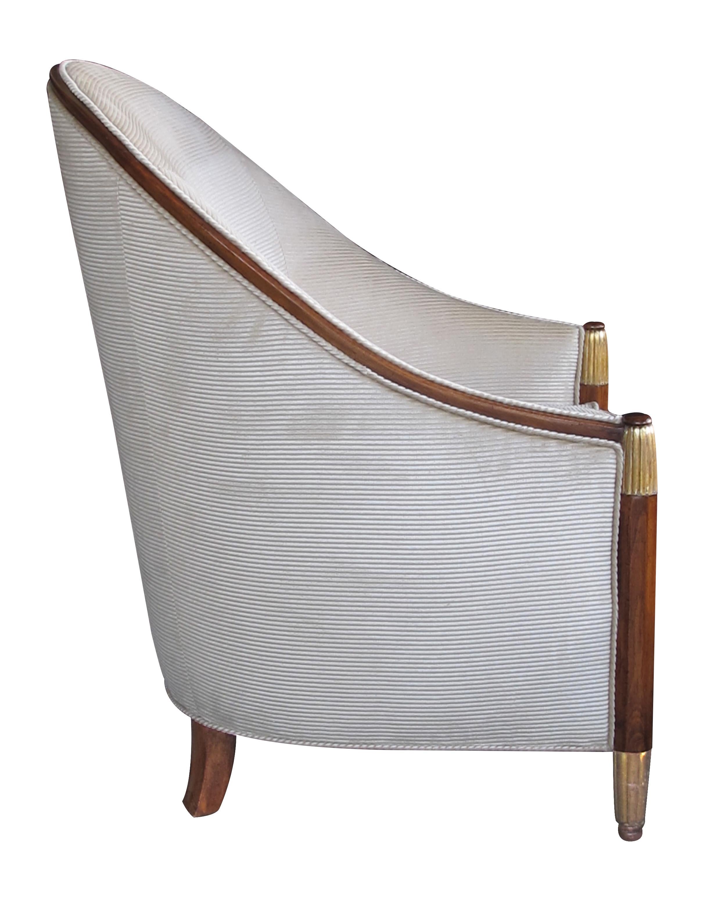 Elegant French Art Deco Bergere with Sweeping Back, in the Style of Paul Follot In Excellent Condition In San Francisco, CA
