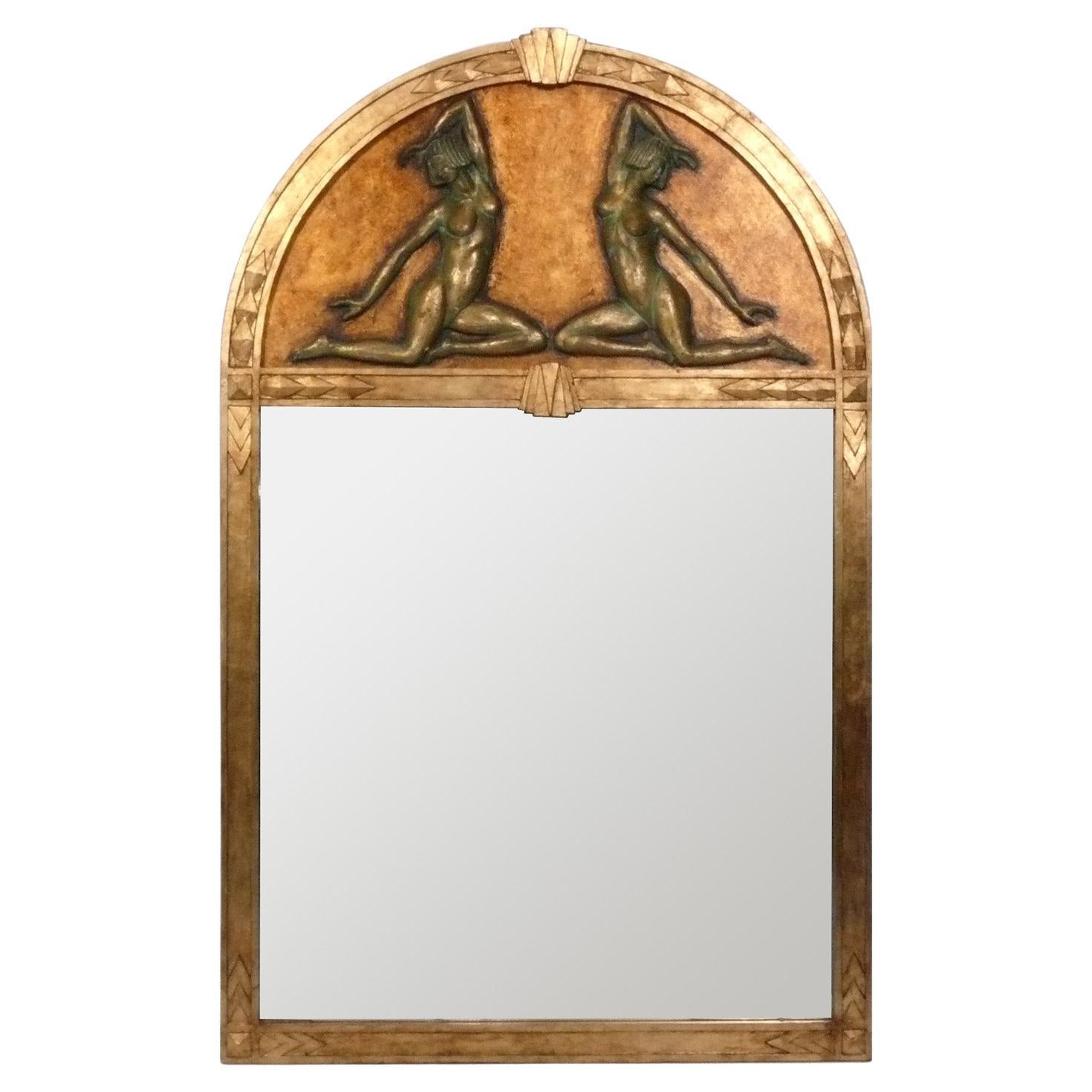 Elegant French Art Deco Mirror 55 "H x 34.5 "W circa 1930s