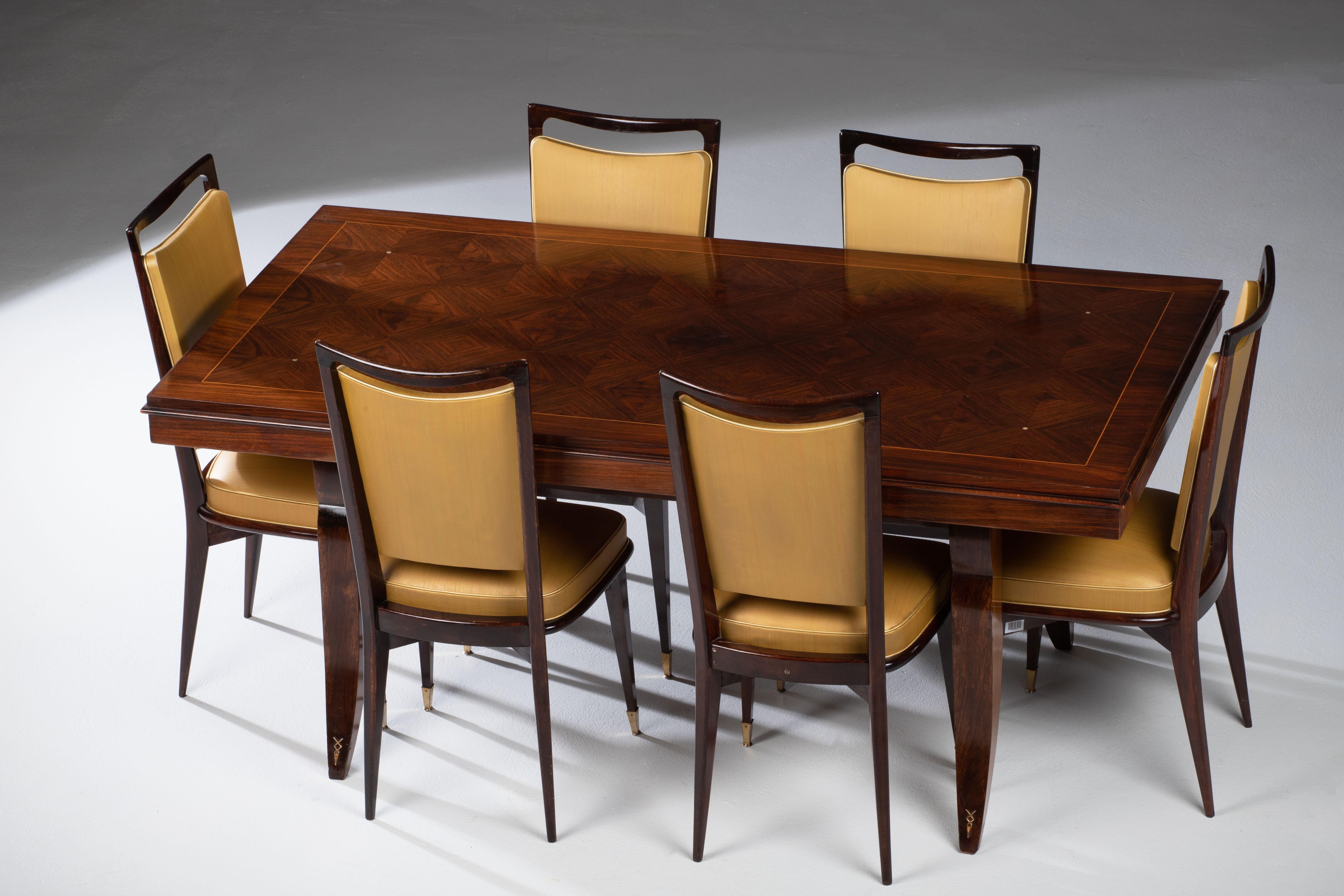 Brass Elegant French Art Deco Table, Macassar, 1940s For Sale