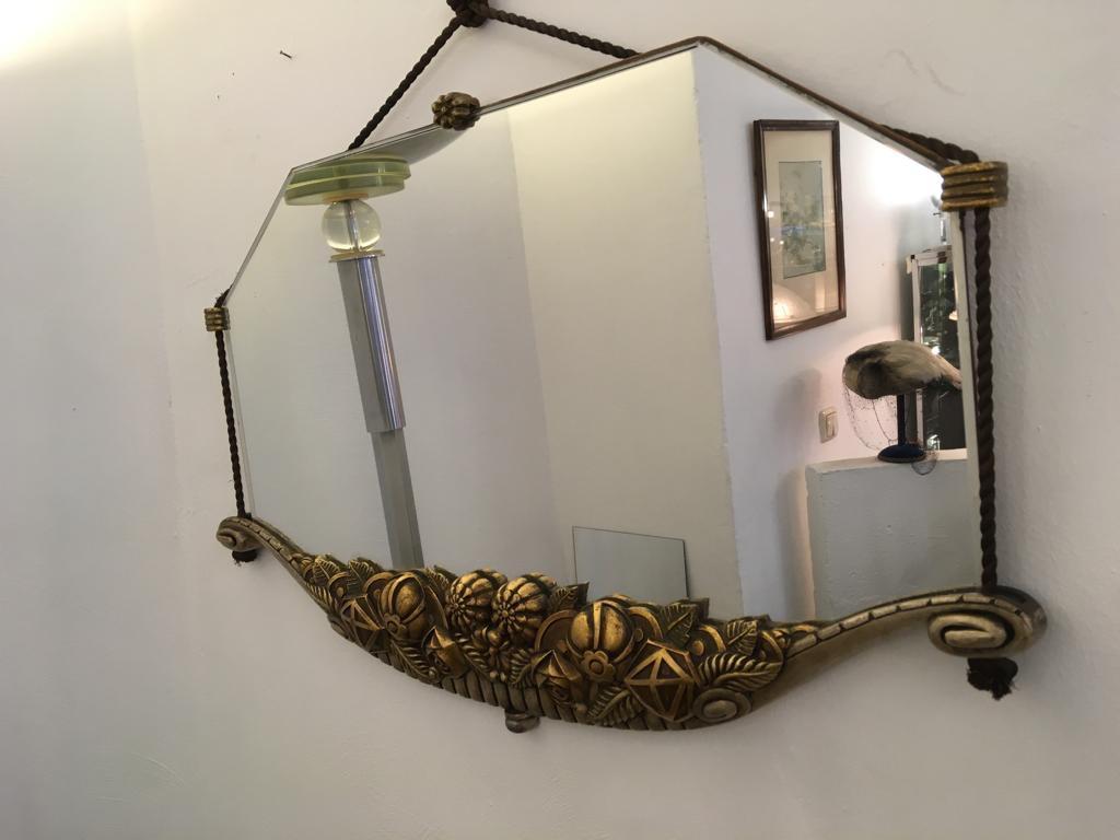 Elegant French Art Déco Wall Mirror by Maurice Roger & Ed.Feron, 1920s For Sale 5
