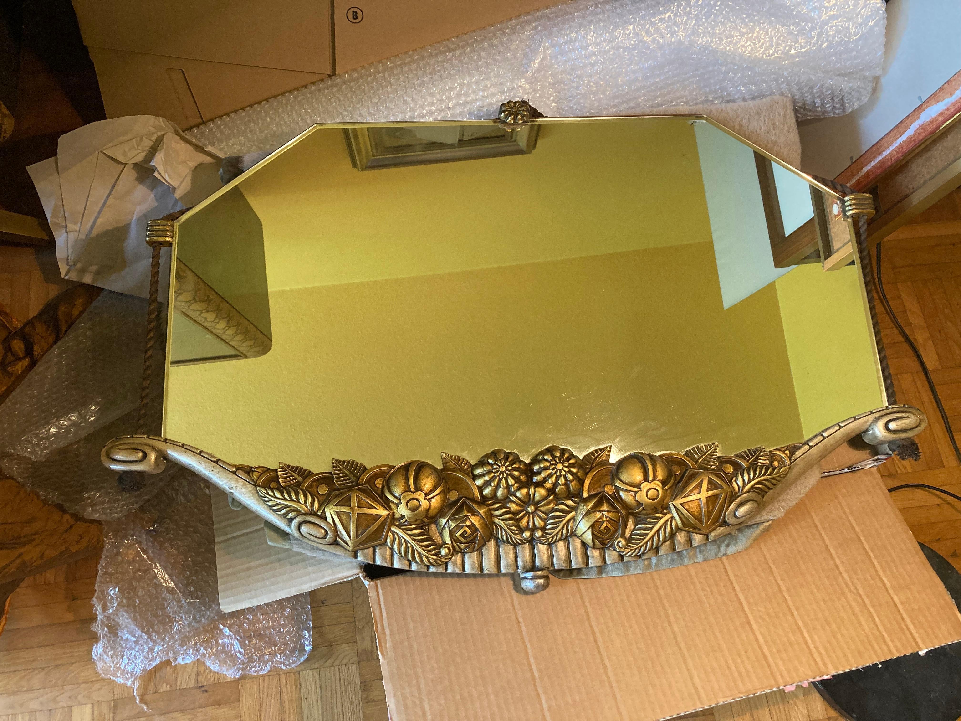 Elegant French Art Déco Wall Mirror by Maurice Roger & Ed.Feron, 1920s 2