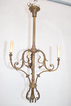 Elegant  French Art Nouveau bronze chandelier