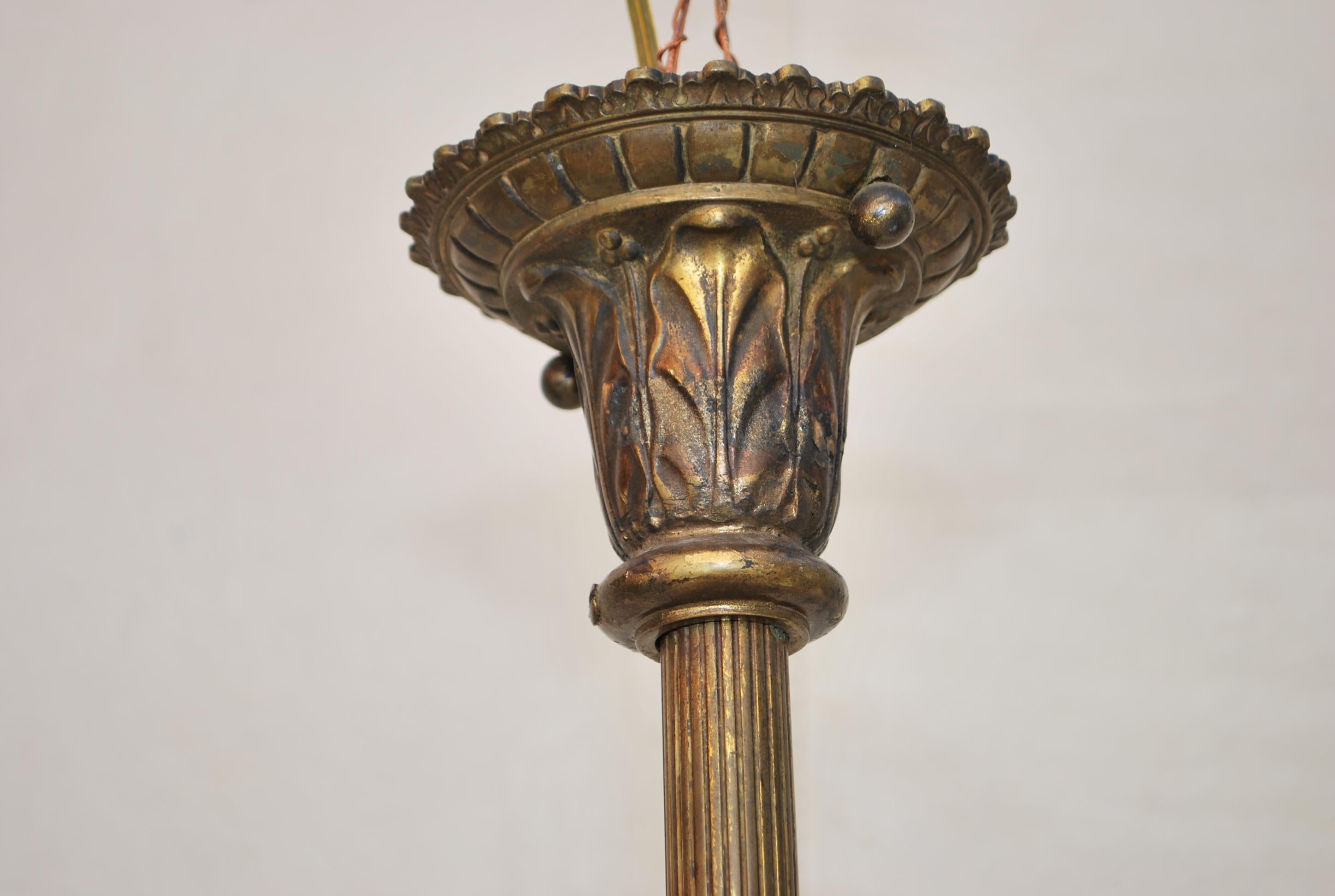 Early 20th Century Elegant  French Art Nouveau bronze chandelier For Sale