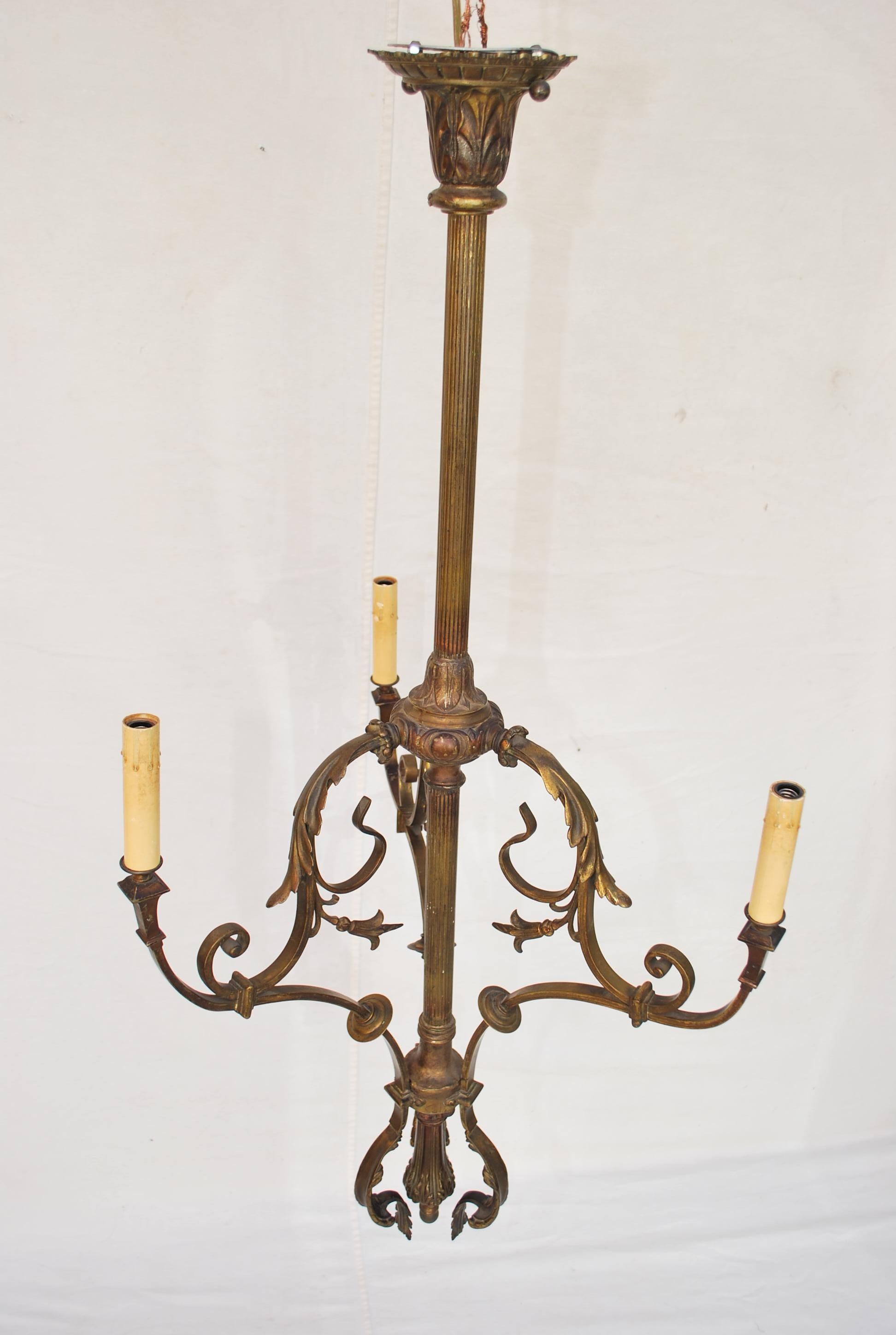 Bronze Elegant  French Art Nouveau bronze chandelier For Sale