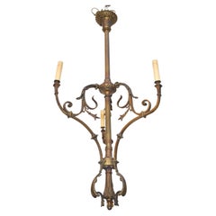 Antique Elegant  French Art Nouveau bronze chandelier