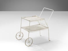 Elegant French Bar Cart with Mesh Framework in Iron
