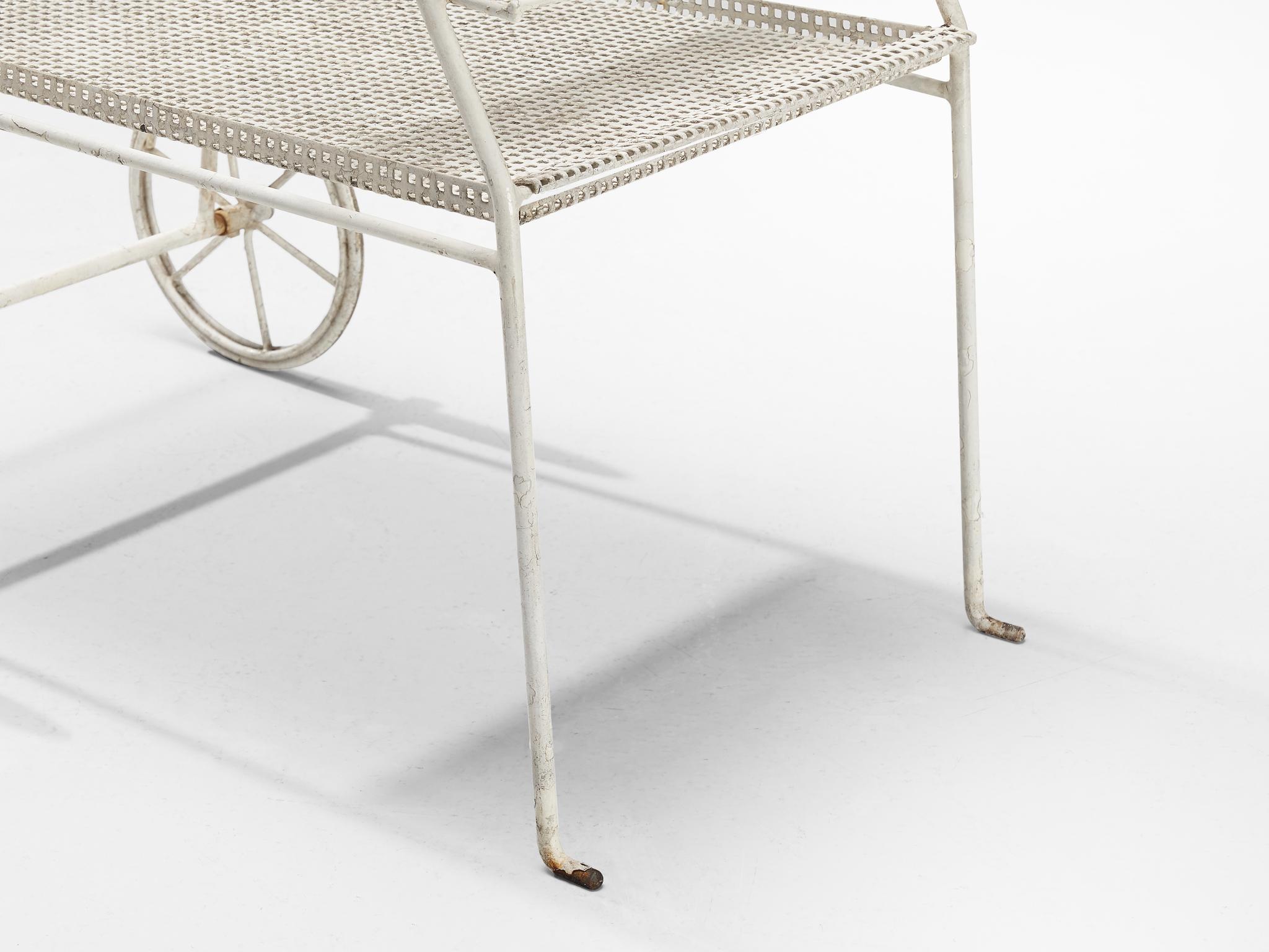 Elegant French Bar Cart with Mesh Framework in Iron For Sale 1