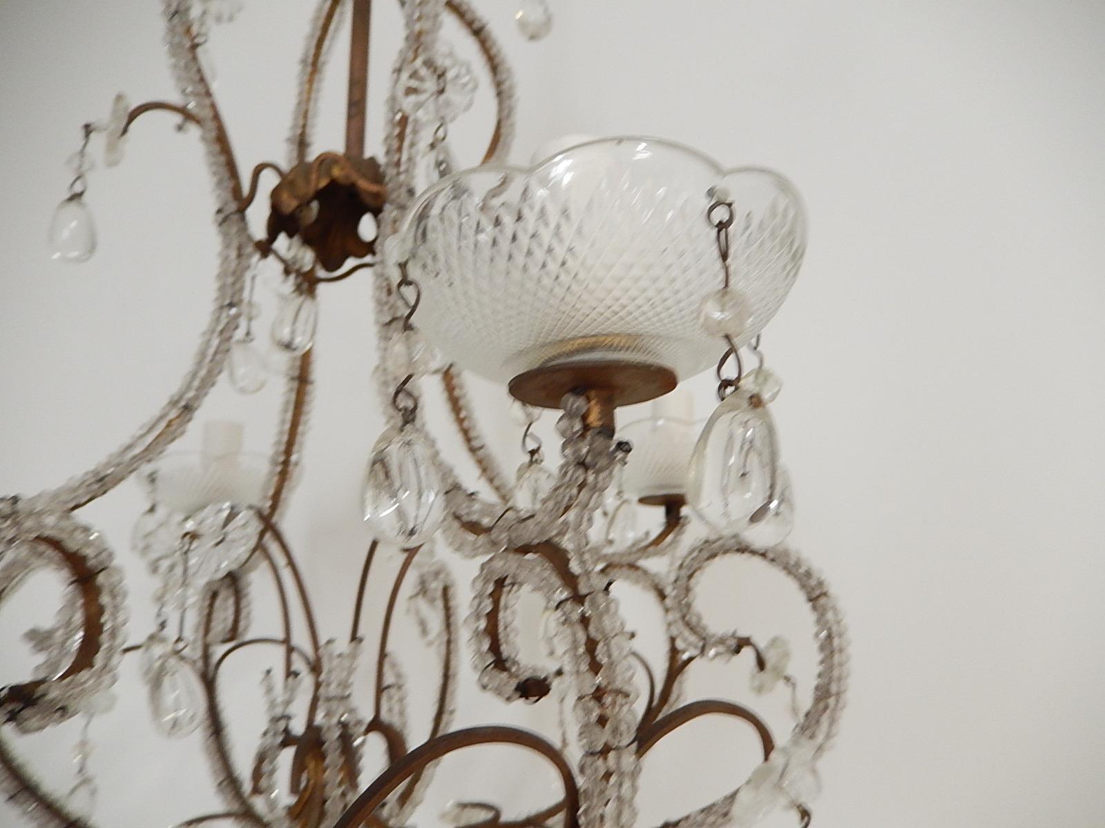 Elegant French Beaded Murano Drops Chandelier, circa 1920 For Sale 5