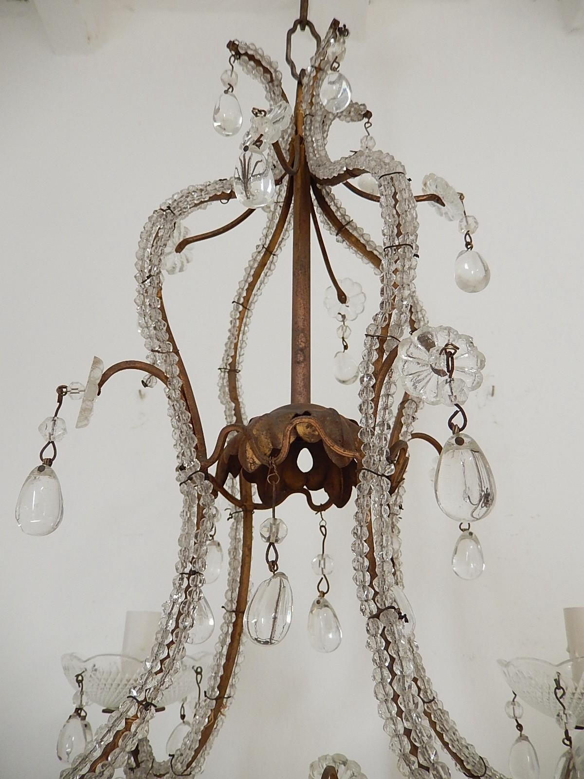 Elegant French Beaded Murano Drops Chandelier, circa 1920 For Sale 6