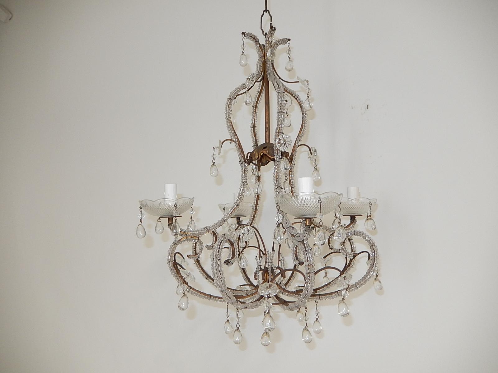Elegant French Beaded Murano Drops Chandelier, circa 1920 In Good Condition For Sale In Modena (MO), Modena (Mo)