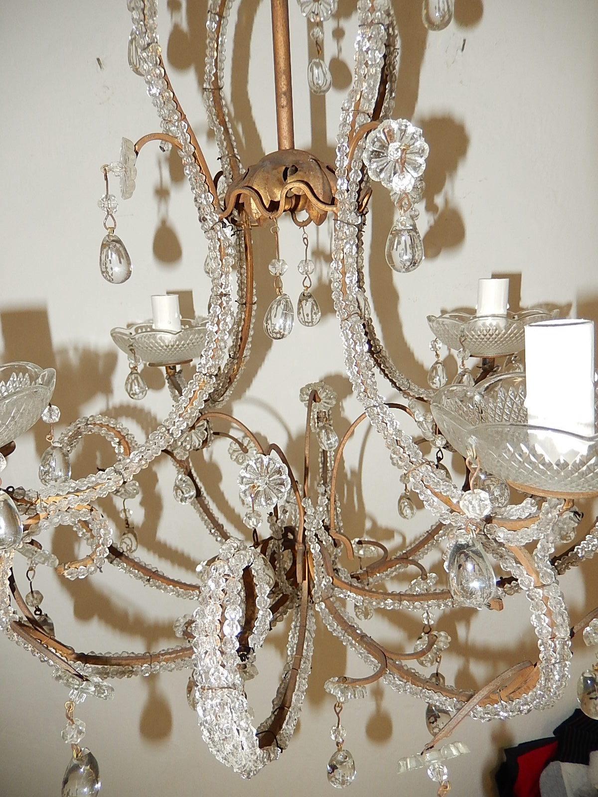 Elegant French Beaded Murano Drops Chandelier, circa 1920 For Sale 1