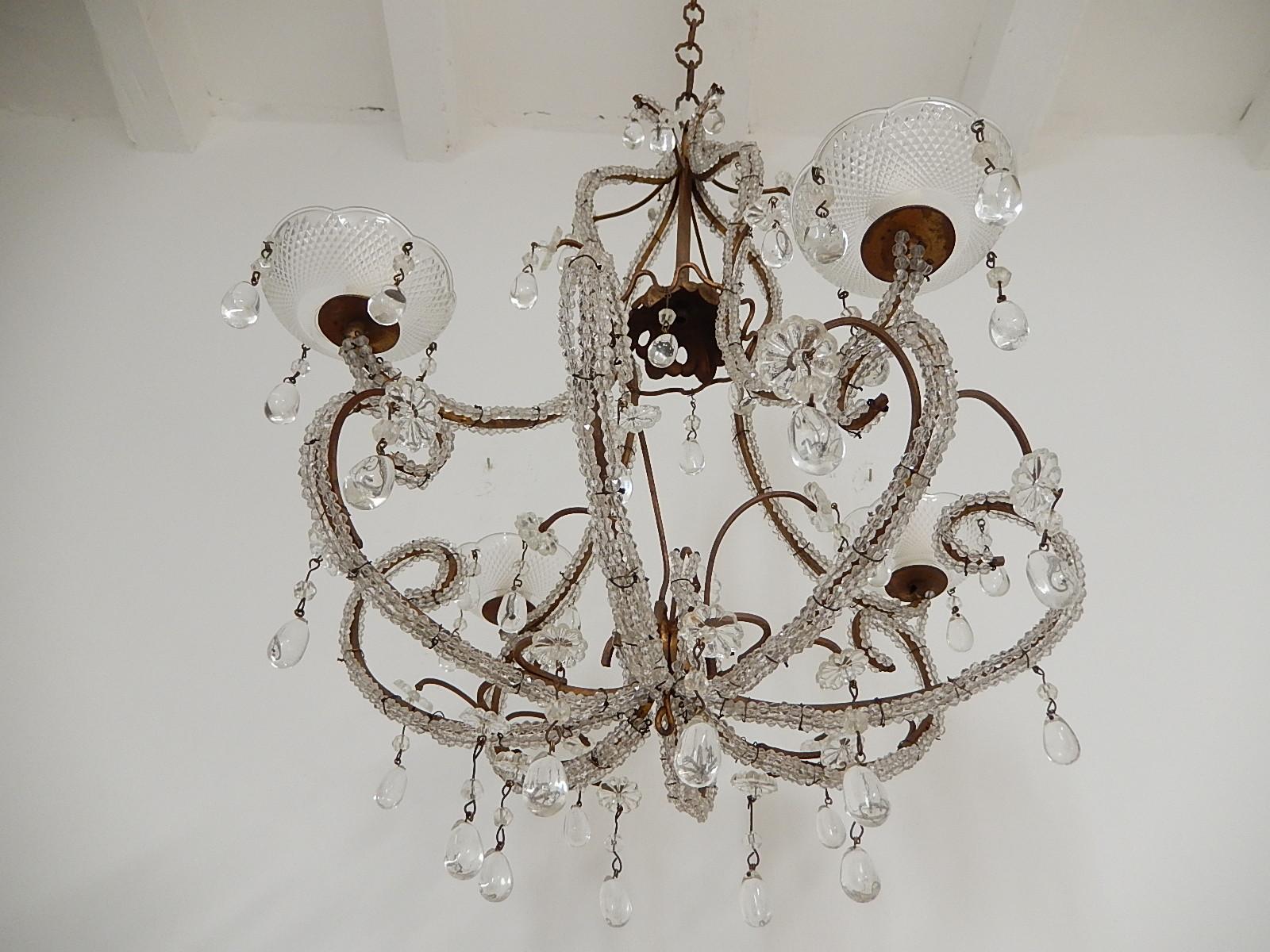 Elegant French Beaded Murano Drops Chandelier, circa 1920 For Sale 2