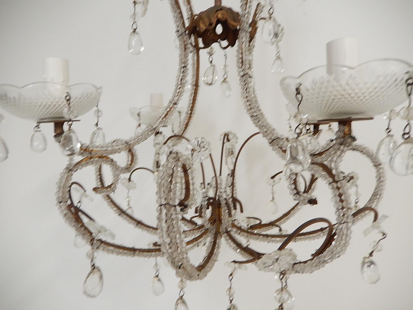 Elegant French Beaded Murano Drops Chandelier, circa 1920 For Sale 3