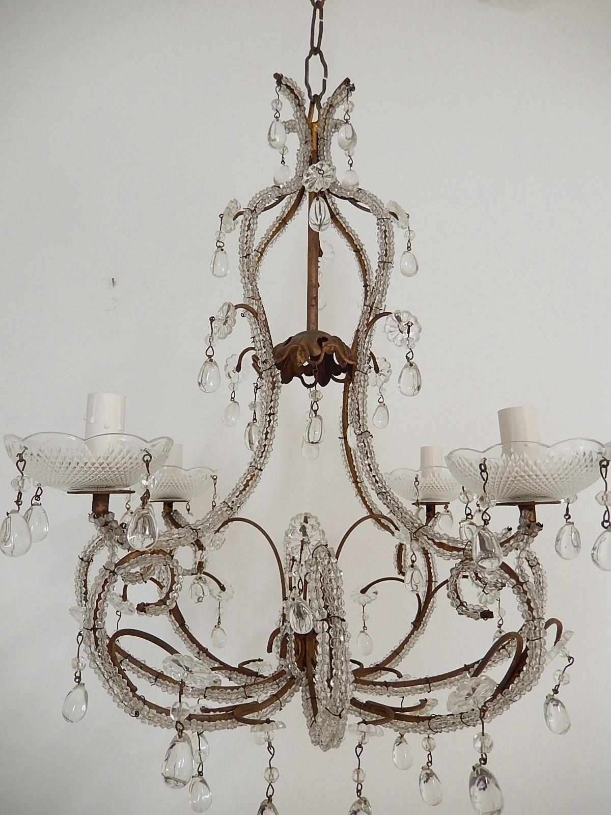 Elegant French Beaded Murano Drops Chandelier, circa 1920 For Sale 4