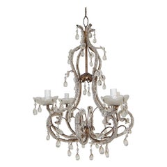 Antique Elegant French Beaded Murano Drops Chandelier, circa 1920