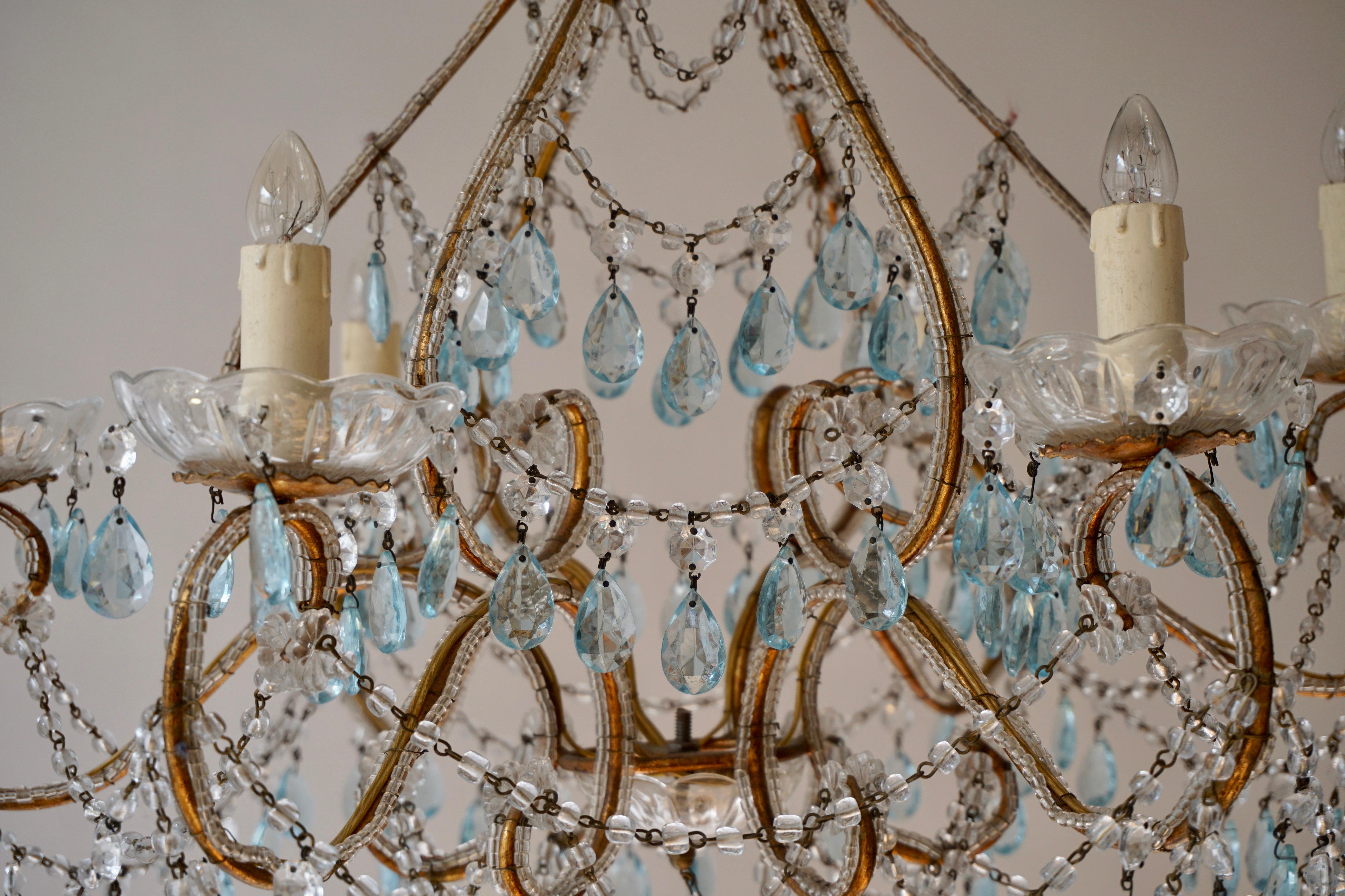 Elegant French Brass and Glass Chandelier For Sale 3
