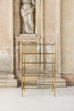 Elegant french brass and glass étagère, France 1960