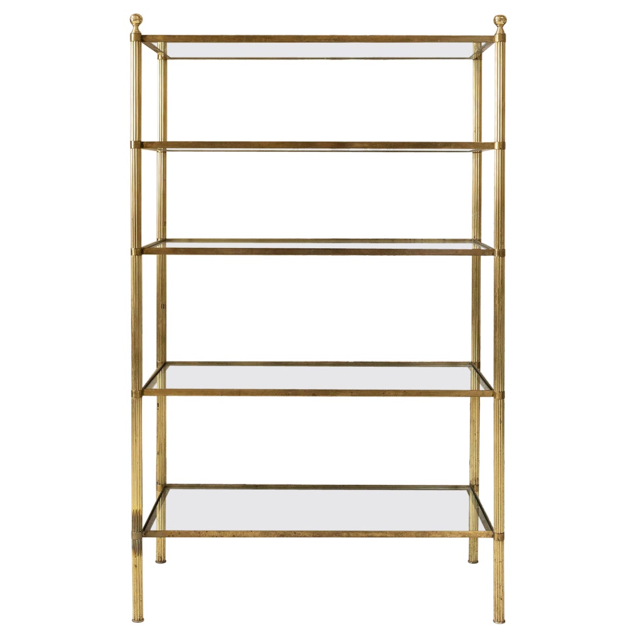Eleganza dell'étagère francese in ottone e vetro, Francia 1960 in vendita