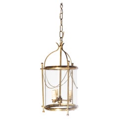 Eleganter französischer Messing- und Glaslaternen-Kronleuchter, um 1940