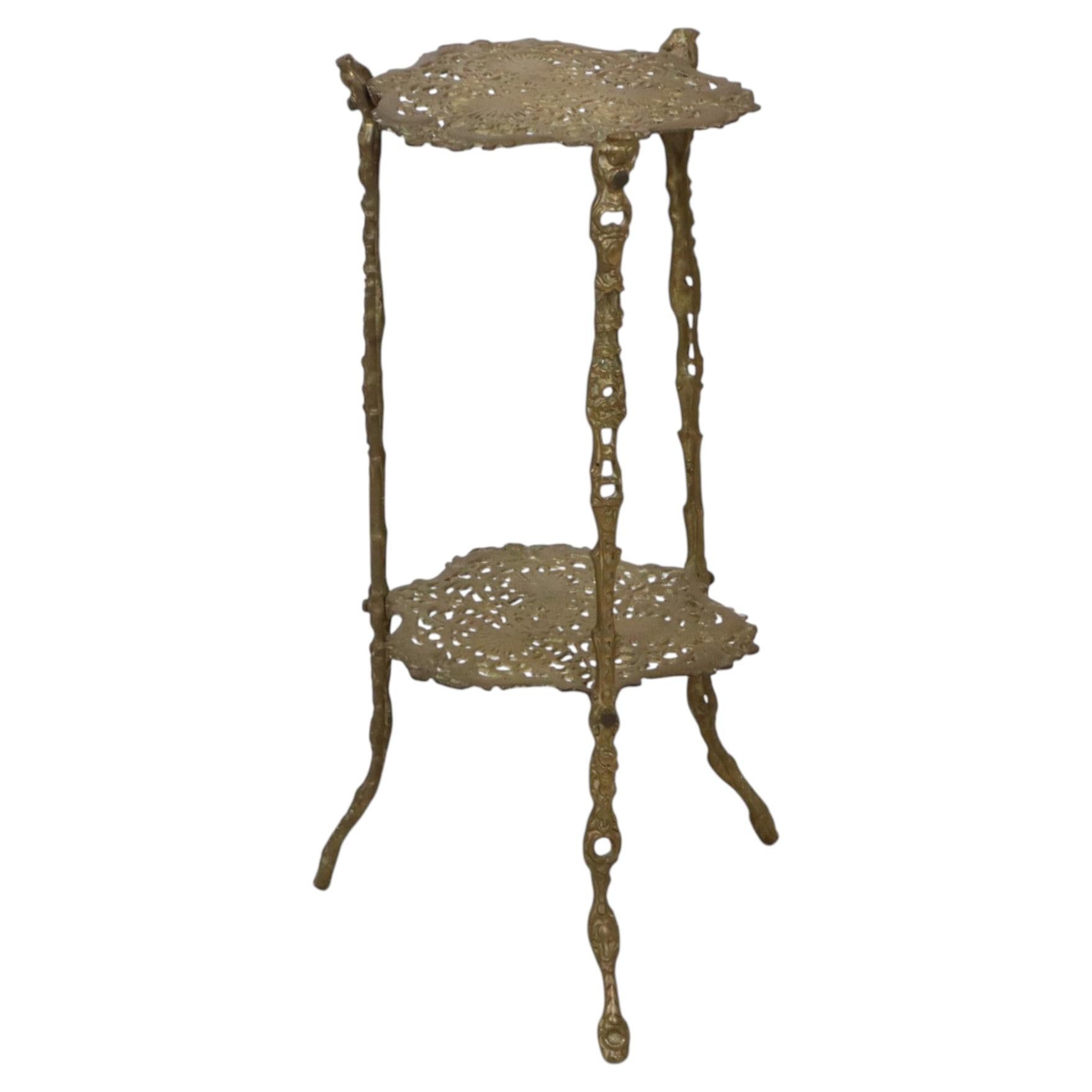 Elegant French Brass Plant Table Art Nouveau Style