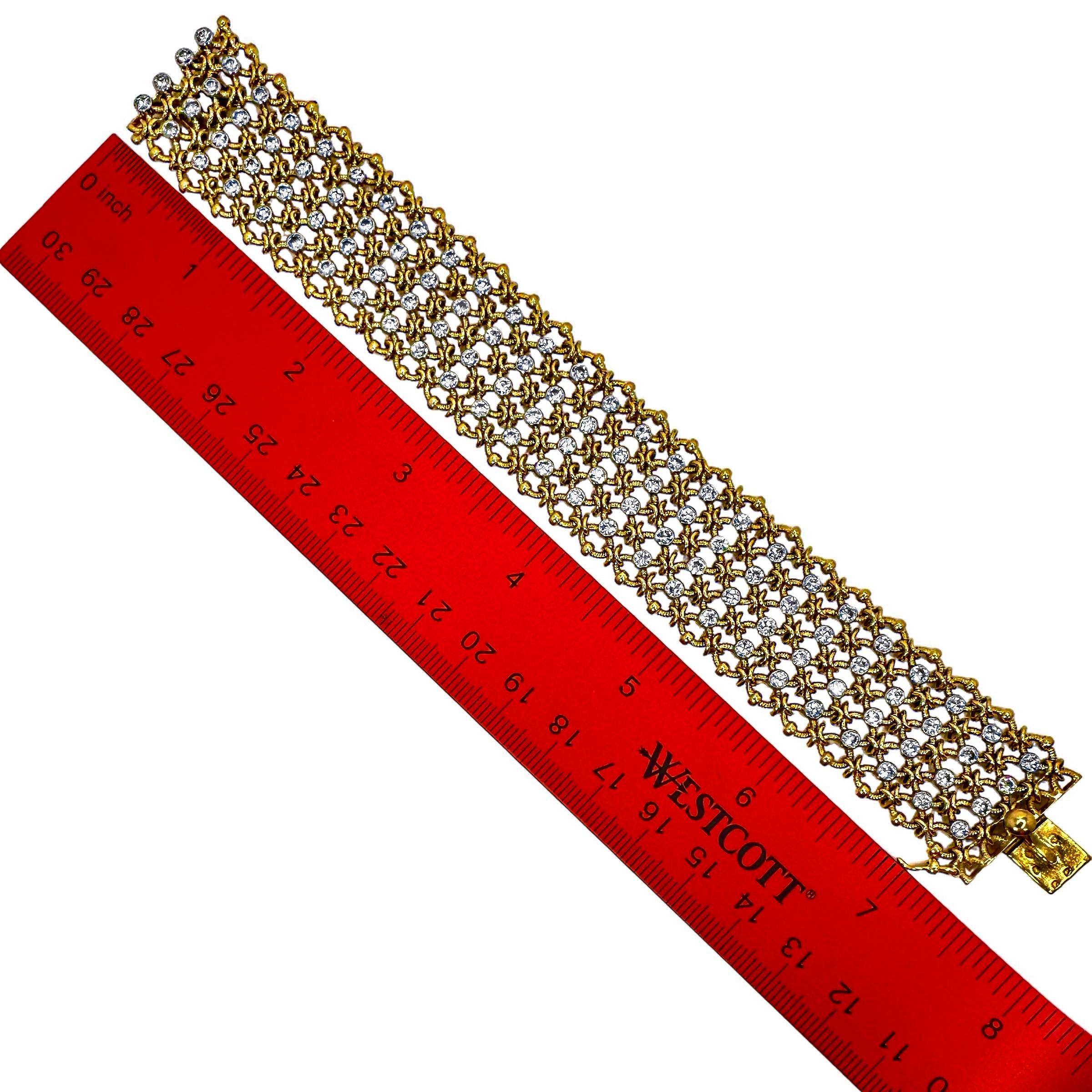 Elegantes französisches Cartier-Armband aus 18 Karat Gelbgold und Diamanten, über einem Zoll breit im Angebot 5
