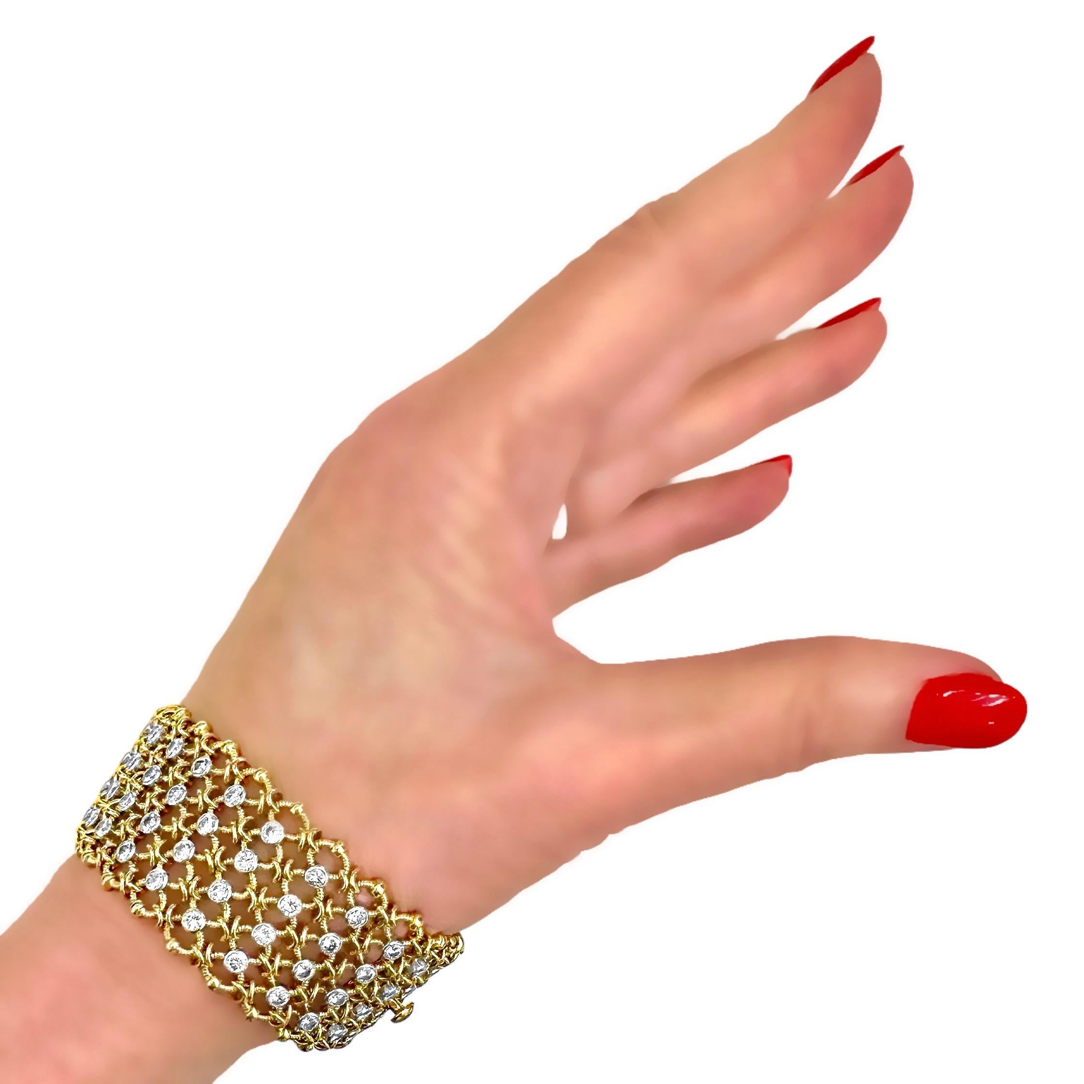 Elegantes französisches Cartier-Armband aus 18 Karat Gelbgold und Diamanten, über einem Zoll breit im Angebot 9