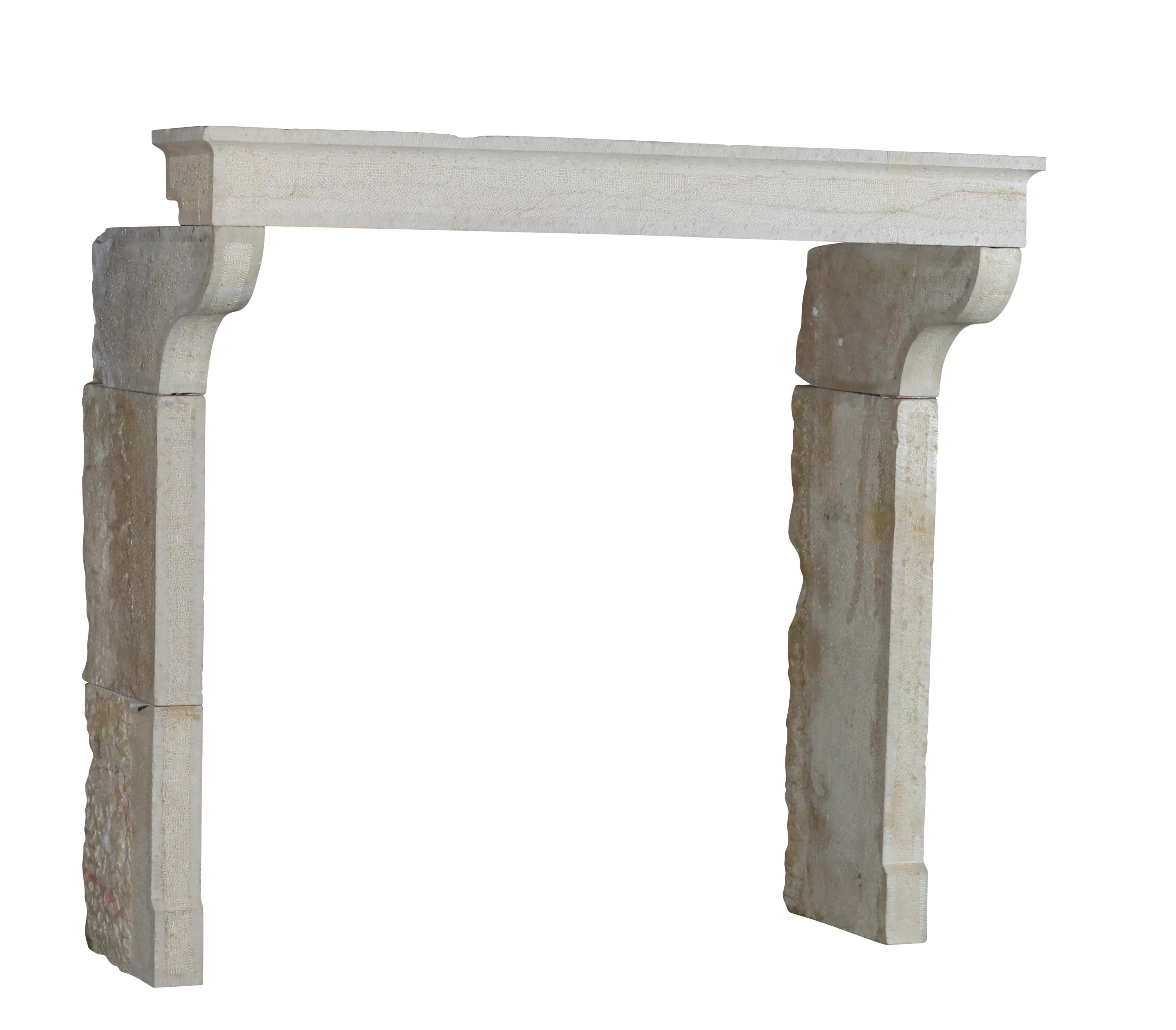 Elegant French cottage style limestone fireplace surround in great condition.
This beige limestone antique fireplace mantle blend well in a rich sunlight interior.
Measurements:
176 cm Exterior Width 69,29 Inch
165 cm Exterior Height 64,96