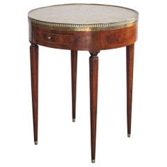 Elegant French Directoire Circular Bouillotte Table with Fossilized Marble Top
