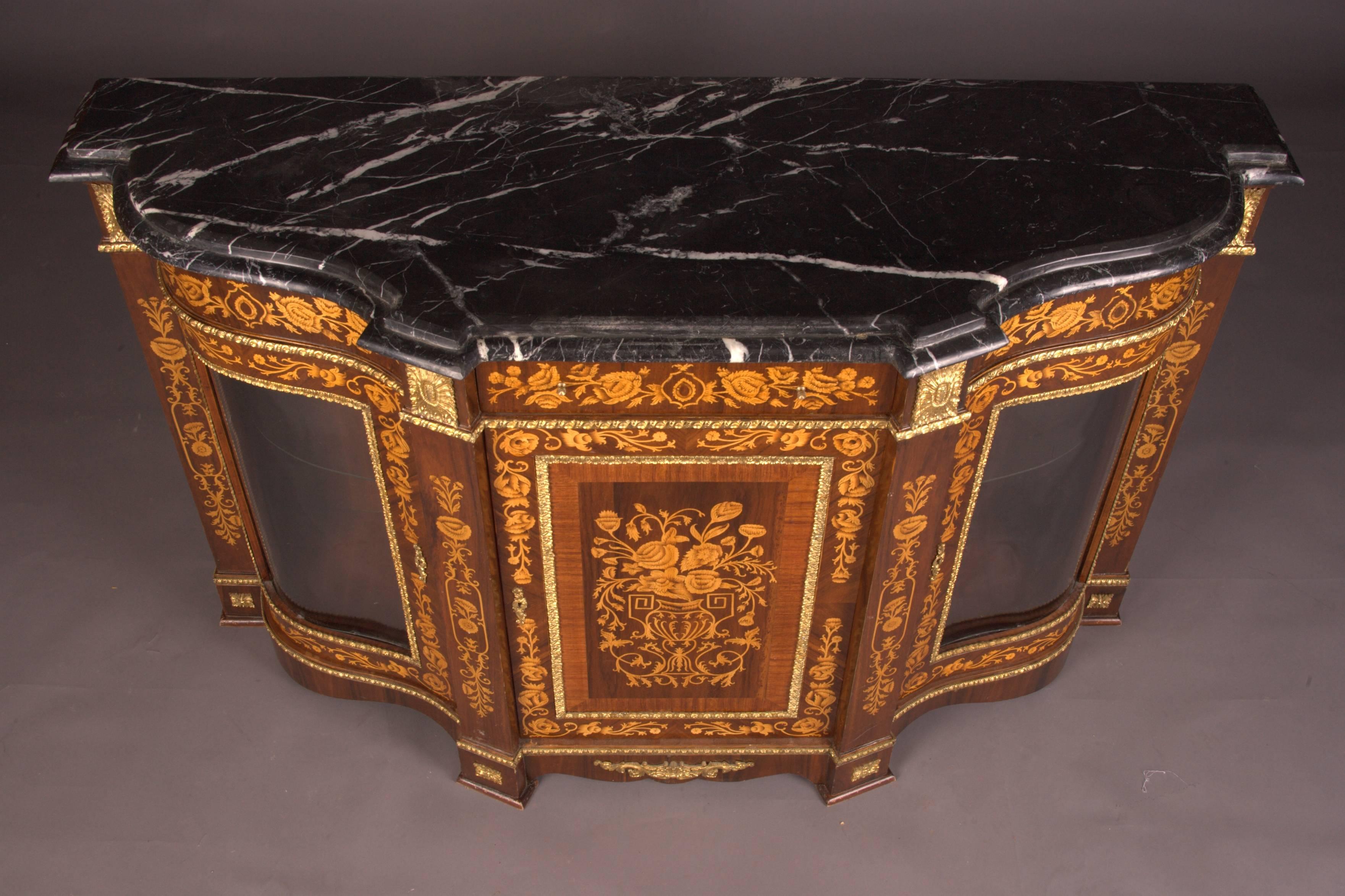 French Dresser Commode sideboard in antique Louis XVI Style mahogany inlay 1