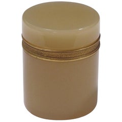 Elegant French Ecru-Colored Opaline Bijouterie/Trinket Jar, Gilt-Bronze Mounts