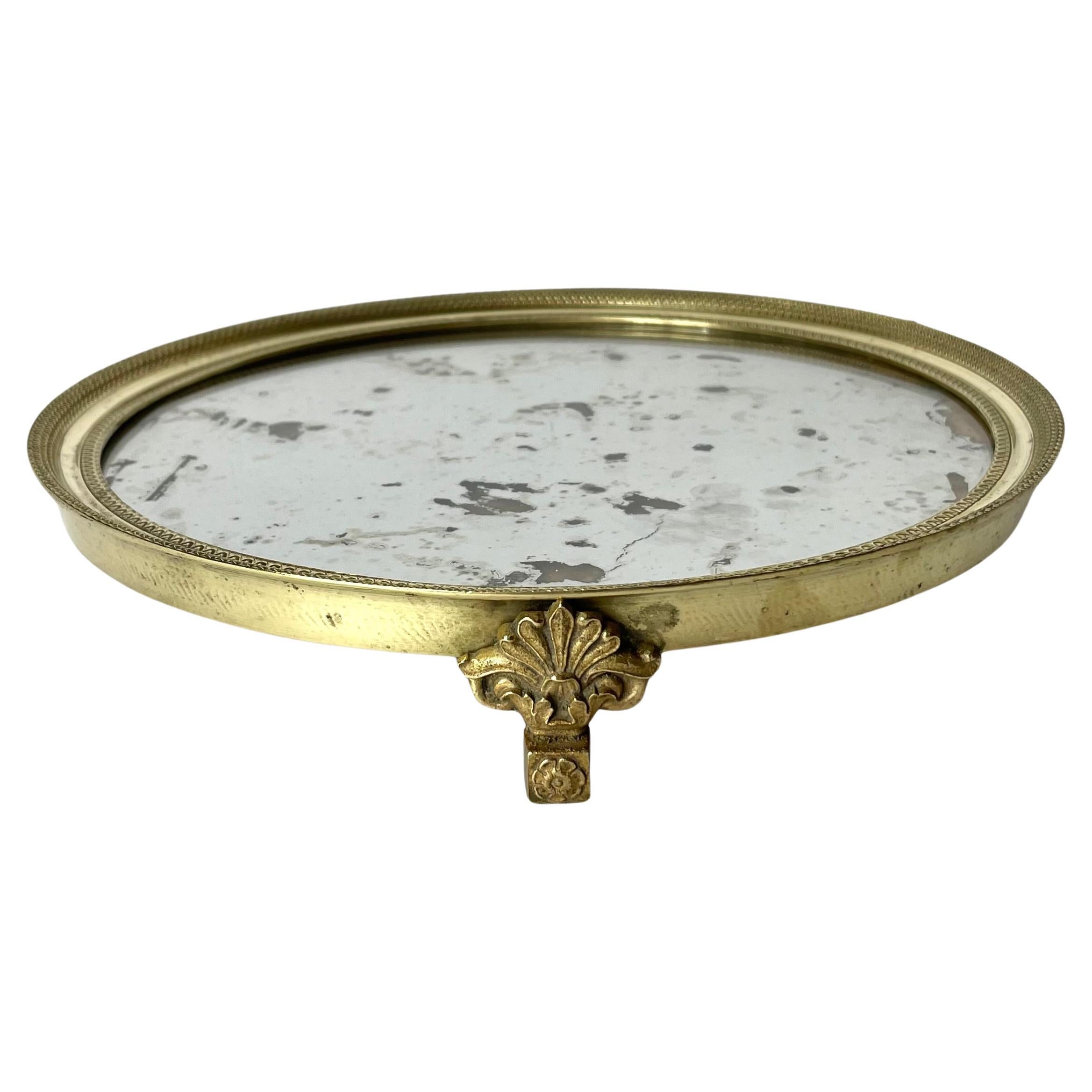 Elegant French Empire Table Plateau in Bronze with nice patina from the 1810s For Sale