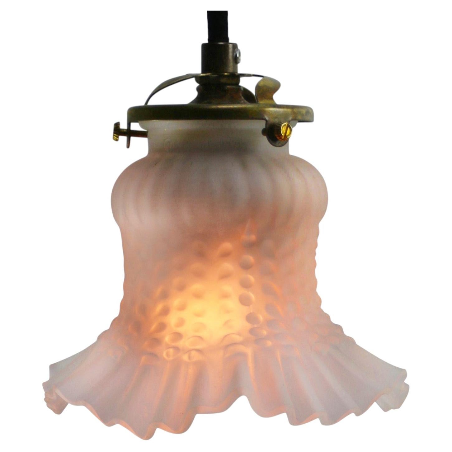 Elegant French Flower Glass & Brass Pendant Lights