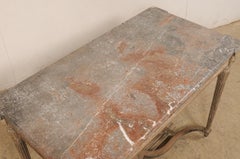 Elegant French "Harp" Motif Carved Console Table w/Marble Top, Late 18th C.