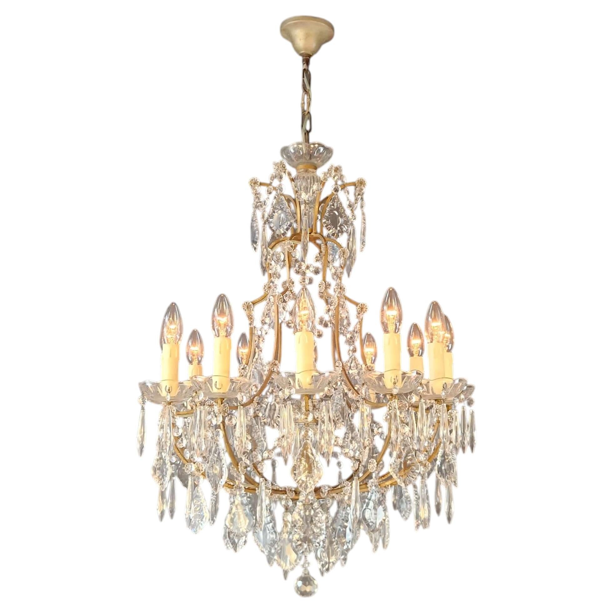 Elegant French-Italian Crystal Chandelier Louis XVI Style Antique Restored