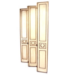 Elegant French Ivory and Gilt Folding Screen