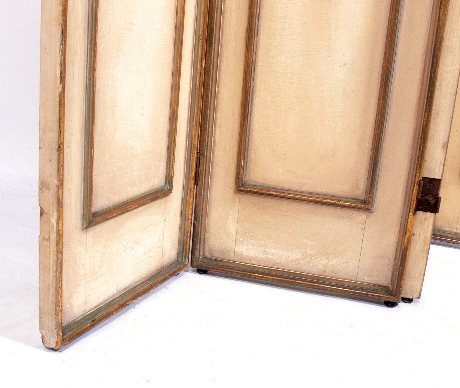 Elegant French Ivory and Gilt Folding Screen In Good Condition For Sale In Atlanta, GA
