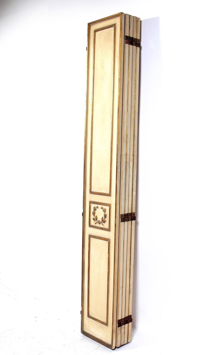 Mid-20th Century Elegant French Ivory and Gilt Folding Screen For Sale