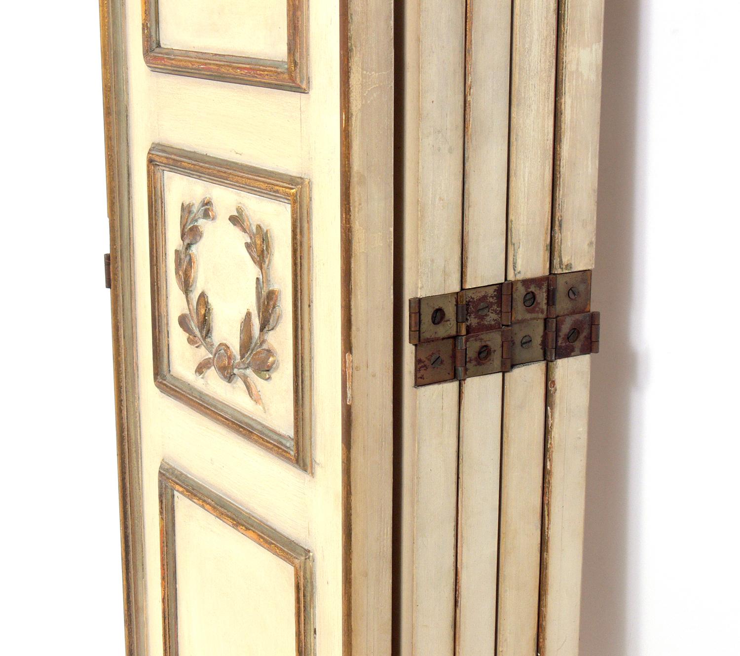 Brass Elegant French Ivory and Gilt Folding Screen For Sale