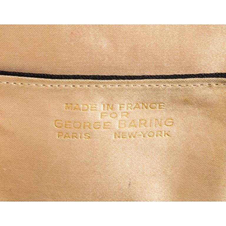 Elegant French Limoges Enamel and Black Suede Purse Handbag, George Baring, 1950 8
