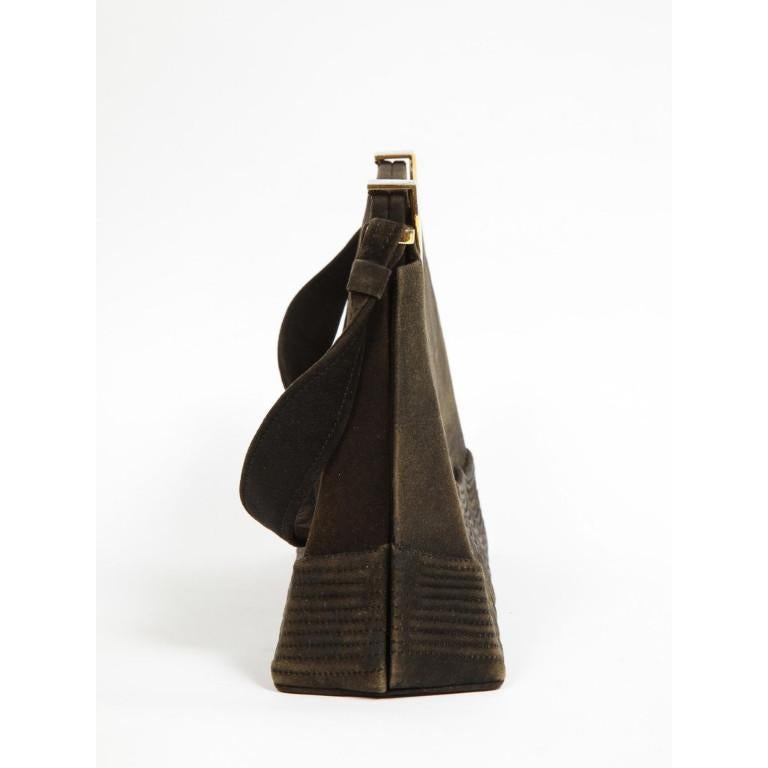 Elegant French Limoges Enamel and Black Suede Purse Handbag, George Baring, 1950 3