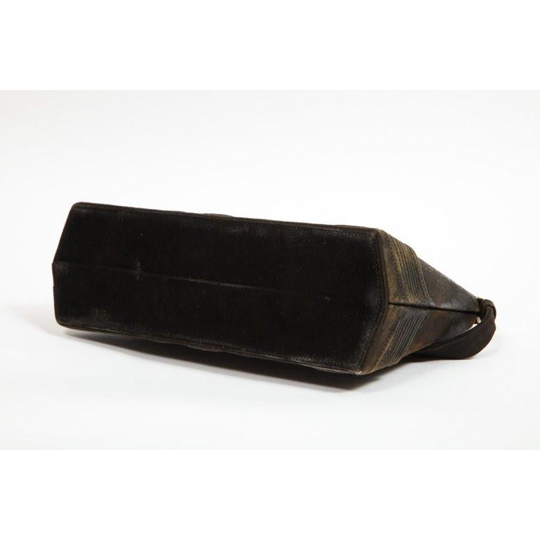Elegant French Limoges Enamel and Black Suede Purse Handbag, George Baring, 1950 5