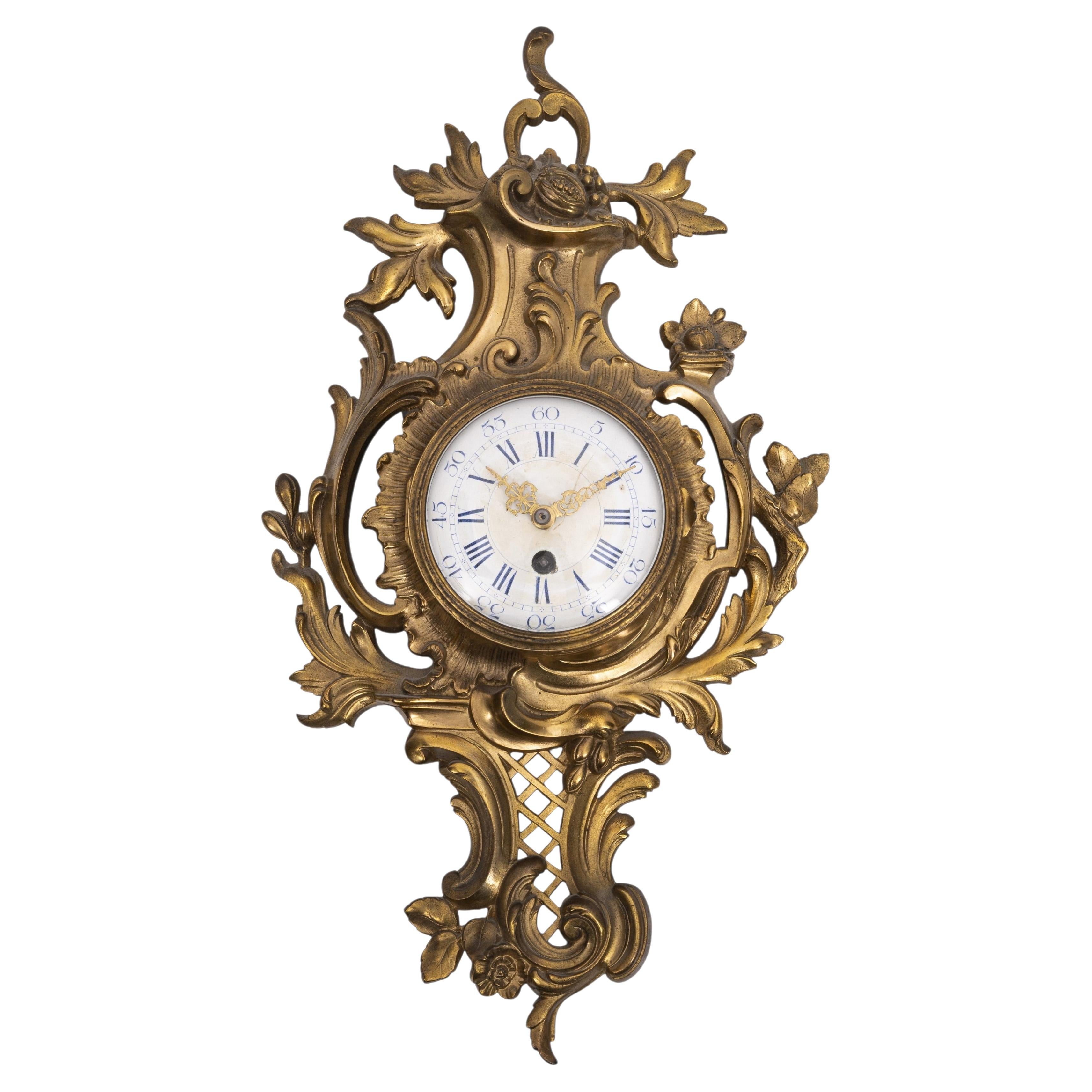 Elegant French Louis XV Style Gilt Metal Cartel Clock