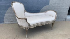 Elegant French Louis XV Style Silver Gilt Chaise Lounge with Zebra Pattern