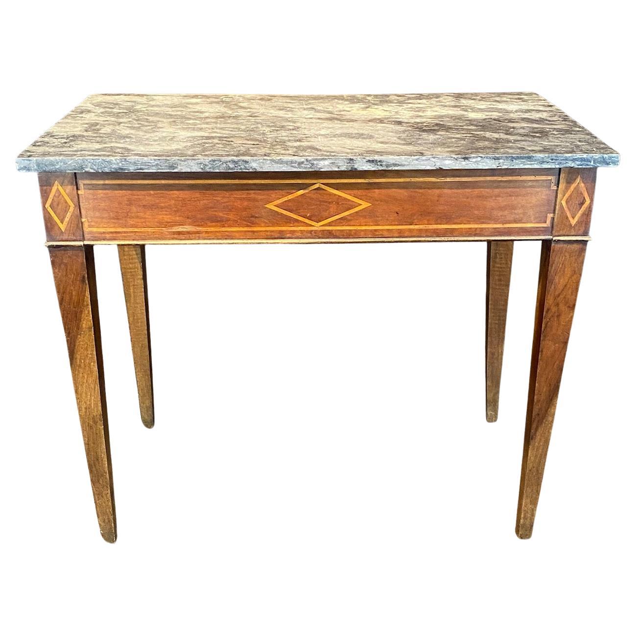 Eleganter französischer Louis XVI neoklassizistischer Konsolentisch mit Marmorplatte