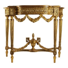 Elegant French Louis XVI Period Carved Giltwood Console Circa 1780